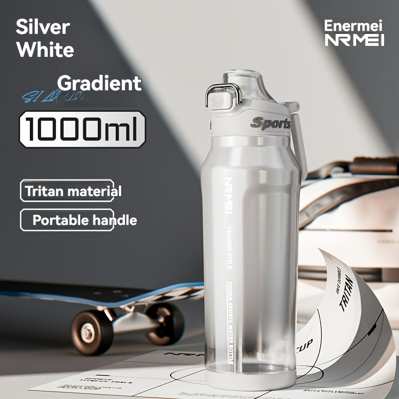 Garrafa de água desportiva NRMEi com palhinha, tampa flip-top e pega portátil - Design durável, resistente a impactos e antiderrapante para ginásio, atividades ao ar livre e hidratação. Acabamento brilhante e elegante. Material livre de BPA.