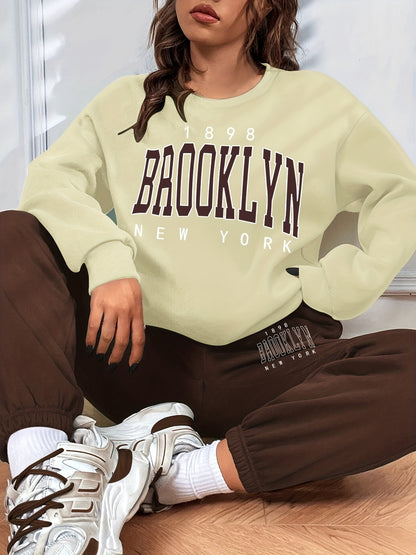 Casual Color Block Two-piece Set, Letter Print Sweatshirt & Sporty Jogger Pants Outfits, Women's Clothing