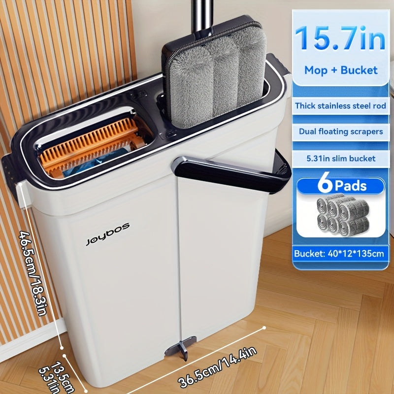 [Narrow Gap Magic] Hand-free Flat Mop And Bucket, Home Floor Cleaning, Recommended for Bedrooms, Living Rooms, Bathrooms, Kitchens, Patios, for Vinyl Wood And Tile Floors, Floor Cleaning, Cleaning Supplies, Cleaning Tools, Ho