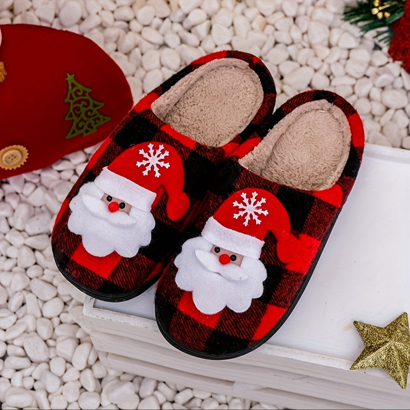 Christmas Tree Pattern Fuzzy Slippers, Winter Warm Closed Toe Flat Floor Shoes, Cozy Soft Sole Plush Home Slippers