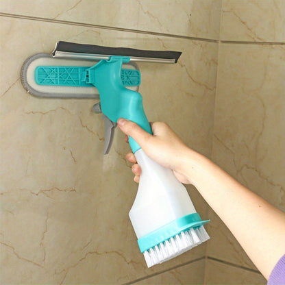 1pc, 4 In 1 Glass Wiper With Spray Bottle, Multifunctional Window Wiping Brush With Scraper And Scrub Brush, Creative Cleaning Brush For Floor Wall Tile Window Glass, Cleaning Supplies, Cleaning Tool, Back To School Supplies