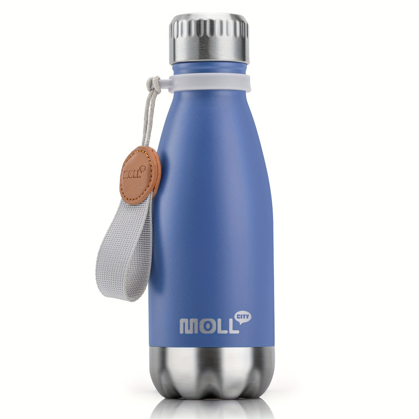 1pc Mollcity 9oz/266ml Stainless Steel Water Bottle - Vacuum Insulated, Leak-Proof, BPA-Free, Double-Wall Insulated with Carry Strap, 24H Cold & 12H Hot, Lightweight & Durable for School, Sports, Travel, Outdoor, Gym, Hiking