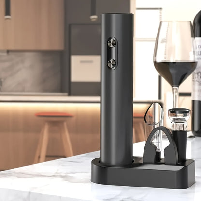 Abridor de Vinho Elétrico - Unidade ou Conjunto de 5 peças com Selador a Vácuo e Doseador, Kit de Ferramentas Automáticas para Bar, Ideal para Casa, Festas e Presentes