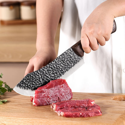 8pcs Japanese Knife Set 5Cr15 Stainless Steel Complete Kitchen Knife Set High Quality Chef Knife Butcher Knife Vegetable Cooking Knife Slices with Wooden Handle And Nylon Bag for Women Men Gifts