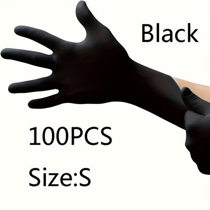 100pcs Black Nitrile Disposable Gloves, Suitable for Home Cleaning, Tattooing, Nail Care, Household, Salon Use, Waterproof Disposable Gloves, Left and Right Hand Universal