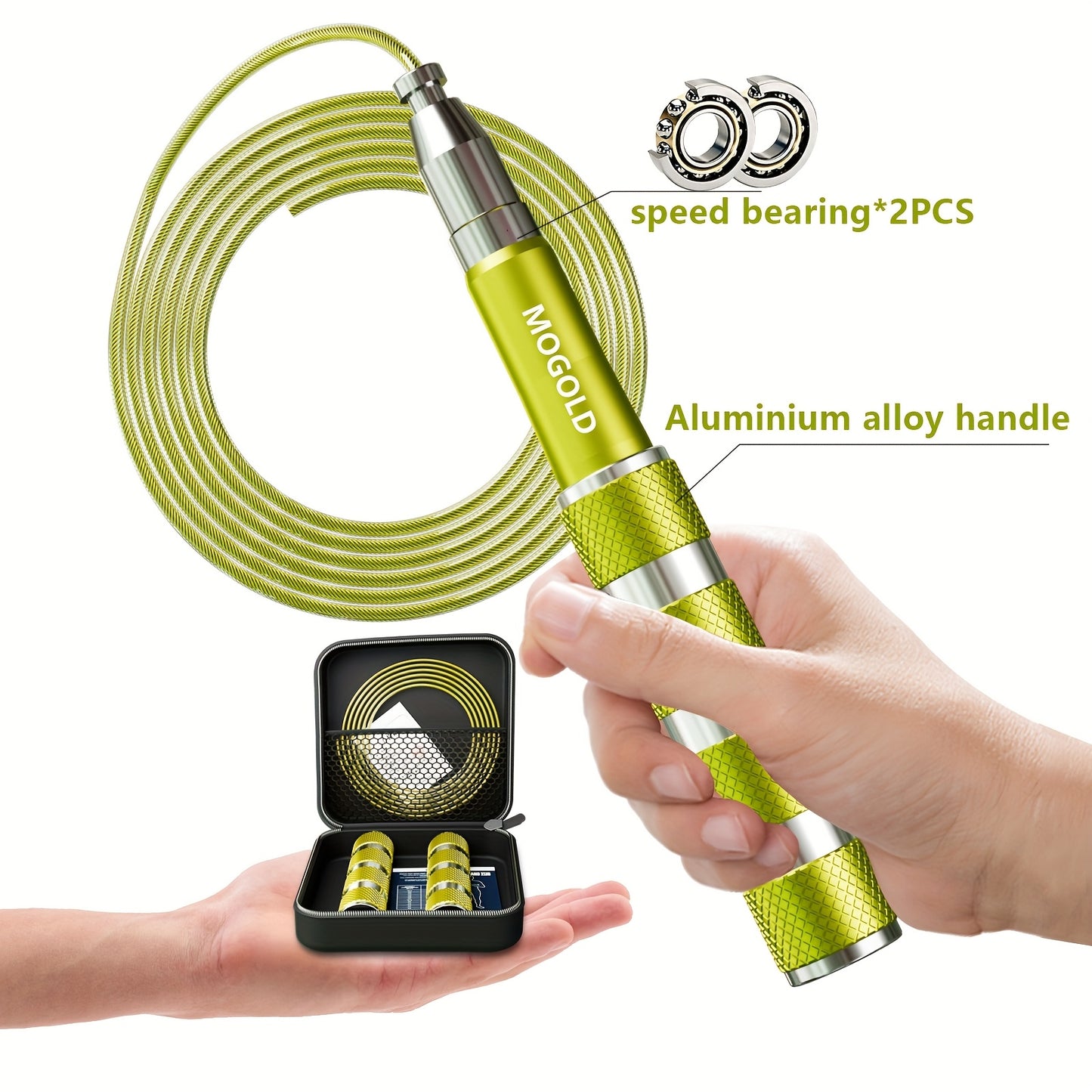 Adjustable Weighted Jump Rope for Fitness - Uncharged, Durable Metal with Secure Locking Mechanism, Ideal for Men & Women, Black/Yellow, Fitness Accessory|Sleek Metallic Finish|Secure Locking Mechanism, Jump Rope for Fitness