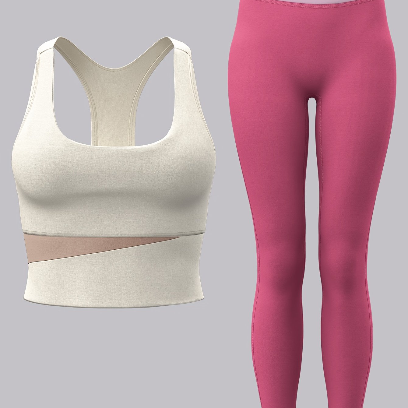2pcs Women'S Sports Set with Sports Bra and Leggings, Color Block Design Suitable for Cycling, Fitness, Yoga, Running