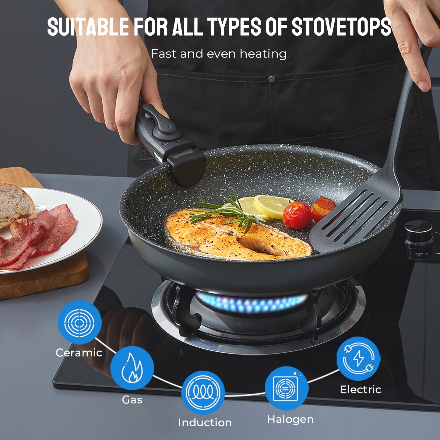 Pan Set With Removable Handles, Pots And Pans Set With Lid, Induction Pots Set 10pcs, Non-stick Coating, For All Types Of Stoves