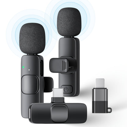 Wireless Lavalier Microphone For IPhone for ipad Android With Charging Case 80h Battery Life, Noise Cancellation, 49.99meter Range Plug-Play Clip On Lapel Mic For Video Recording, Vlog, Live Streaming