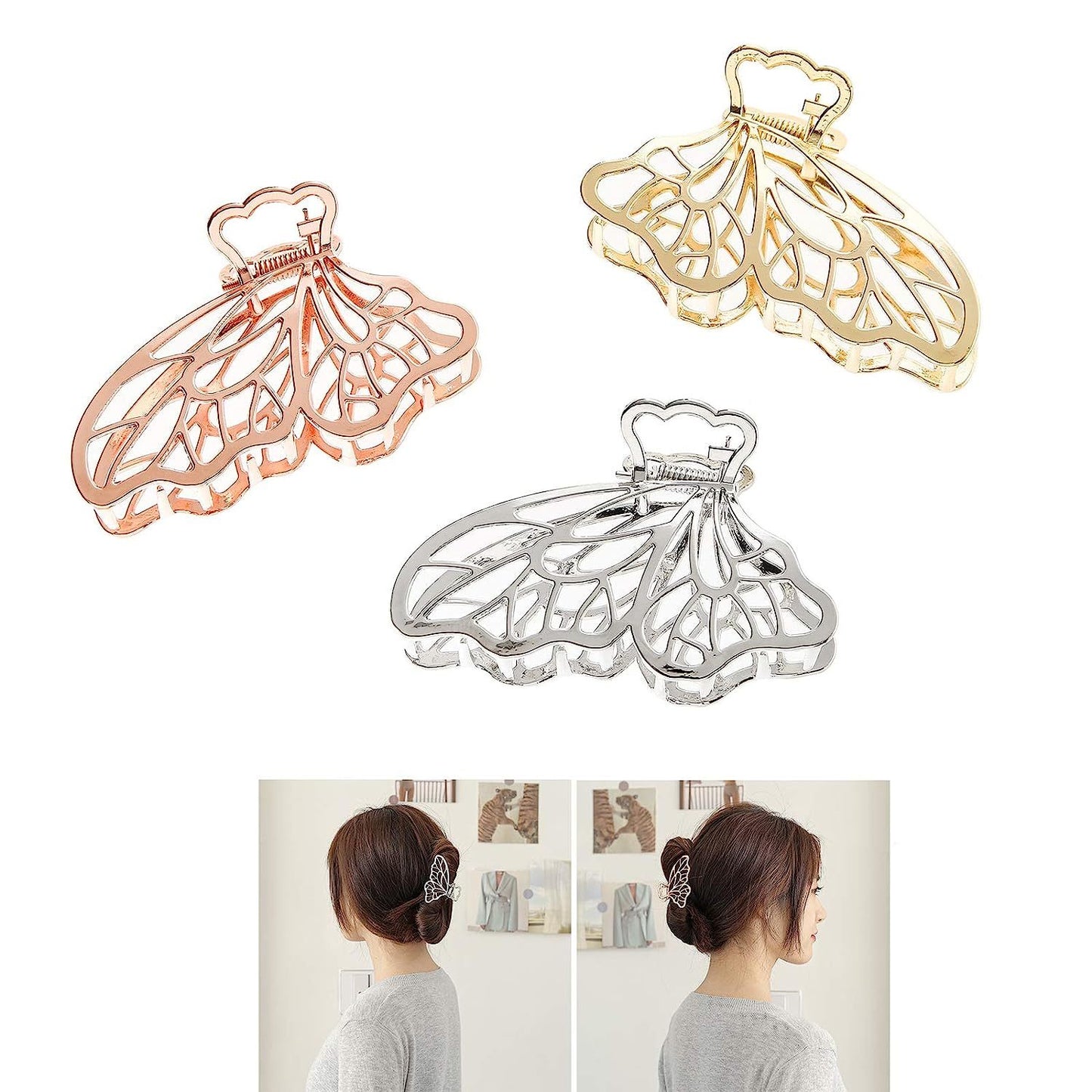 3pcs/set Trendy Metal Hair Claw Anti-slip Hair Crab Clip Elegant Geometric Hairpin Decorative Hair Accessories For Women, ideal choice for gifts