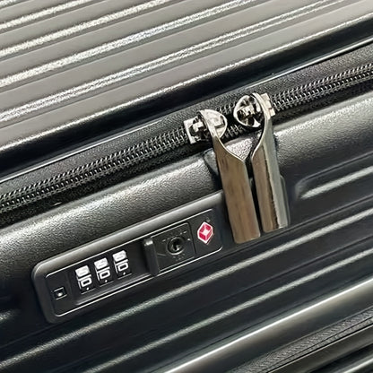 Hard Shell Spinner Luggage, Front Opening, Telescopic Handle, Durable ABS+PC Material, TSA Lock, Cup Holder, Shock Absorbing Wheels, Iron Pull Handle, No Electricity Required, No Print, for Travel