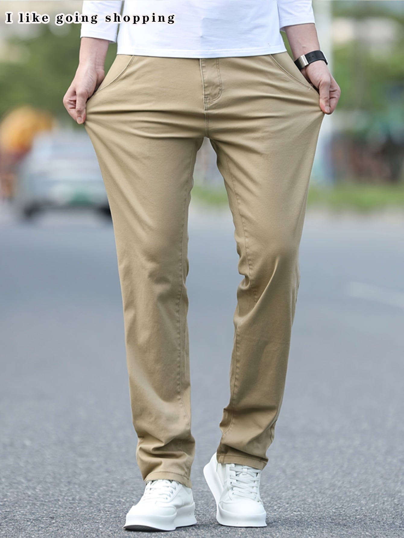 2pcs Men'S Stretch Chino Pants - Straight-Leg Business Casual Trousers with Elastic Waistband, All-Season Formal & Everyday Pants for Office, Meetings, And Casual Attire, Office Wear, Modern Trousers, Comfortable Fit, Versati