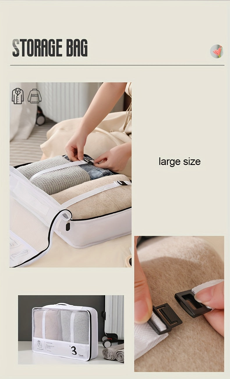 Portable Travel Storage Bag Set of 7pcs Suitcase Clothes Organizer Pouches with Clothing Bags, Underwear Pouches, and Shoe Pouches Suitable for Business Trips by Both Men and Women