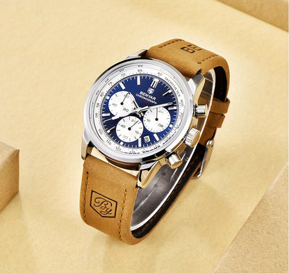Relógio BENYAR para homem, marca de alta qualidade, desportivo, multifunções, cronógrafo, quartzo, preto, elegante, com calendário e bracelete em pele.