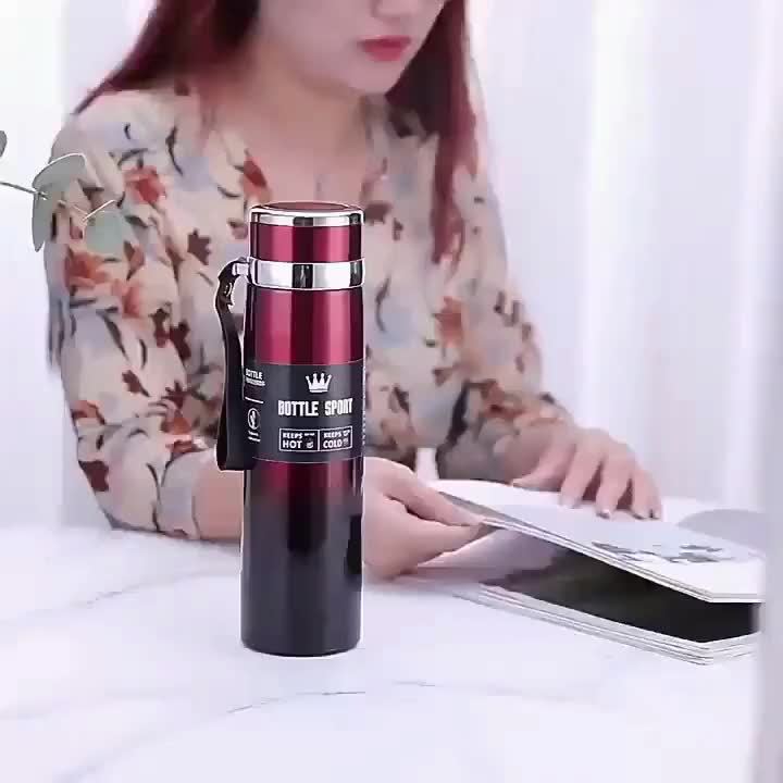 1pc 800ml/27oz High Quality 316 Stainless Steel Insulated Water Bottle with Hanging Rope, Chinese Style Gift Drinking Cup, Keeps Cold for 24 Hours or Hot for 10 Hours