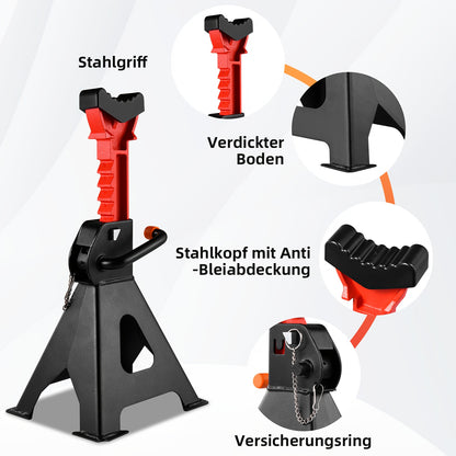 1-Pair Heavy Duty 6-Ton (12,0.0 g) & 3-Ton (6,0.0 g) Capacity Steel Jack Stands with Interlocking Stability, Secure Latches & Rubber Caps - Alloy Steel Construction, A-Frame Design for Car Repair, Vehicle Maintenance, Garage,