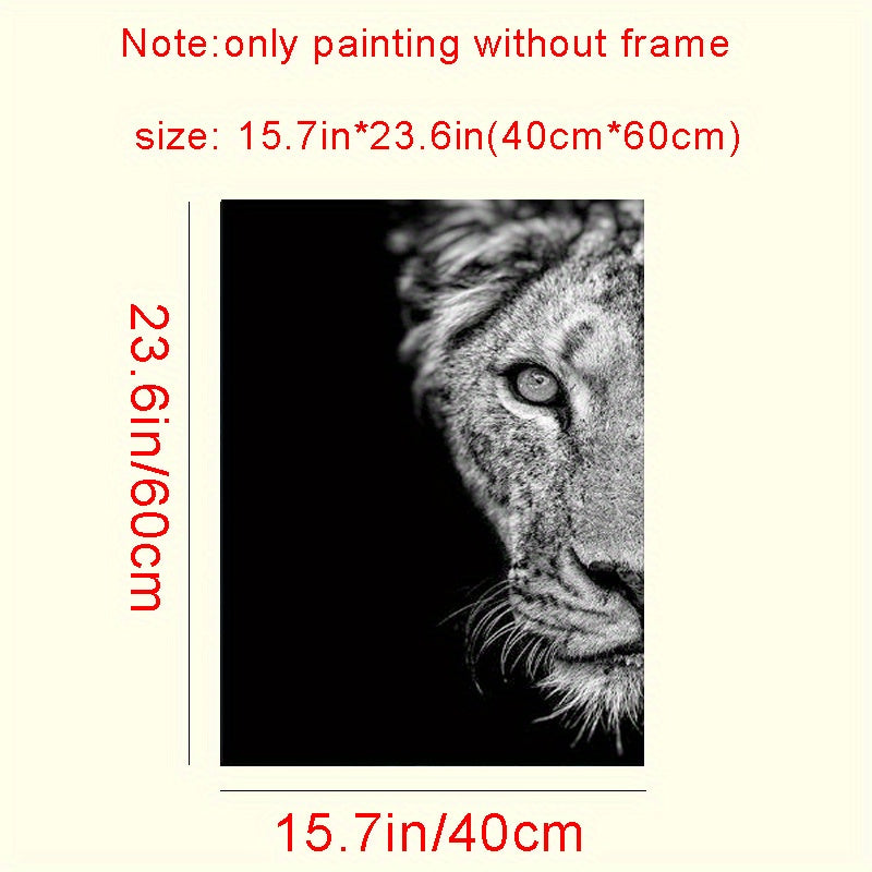 2pcs African Lion Wall Poster - Frameless Canvas Painting for Home Decor - 15.7x23.6in/40cmx60cm - Black and White Design