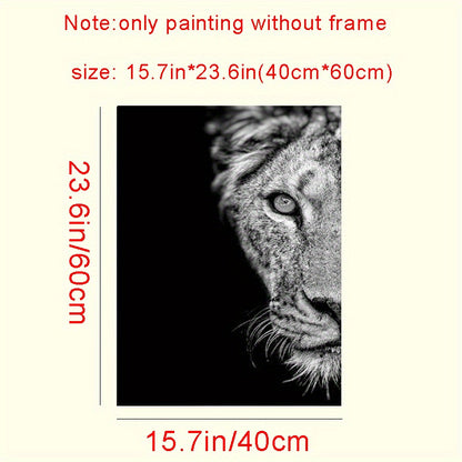2pcs African Lion Wall Poster - Frameless Canvas Painting for Home Decor - 15.7x23.6in/40cmx60cm - Black and White Design