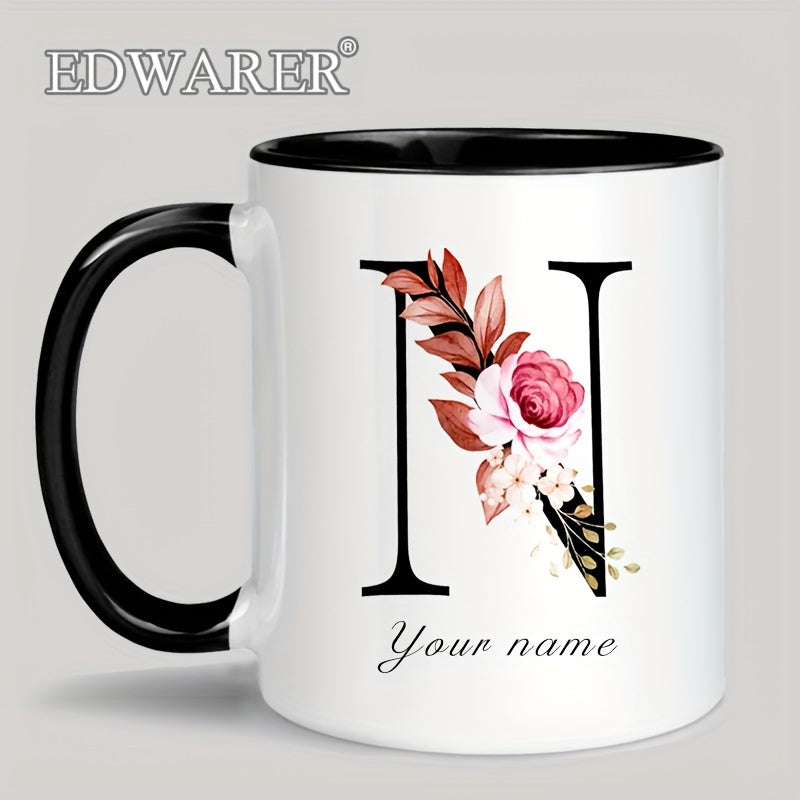 1pc A-Z Letter Custom Personalized Coffee Mug, Water Cup, Photo Text Ceramic Mug 11oz, Graduation Appreciation Thank You Holiday Birthday Gifts, Valentine's Day, Christmas, Birthday, Anniversary Mug Gift, Drinkware For Restau