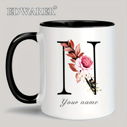 1pc A-Z Letter Custom Personalized Coffee Mug, Water Cup, Photo Text Ceramic Mug 11oz, Graduation Appreciation Thank You Holiday Birthday Gifts, Valentine's Day, Christmas, Birthday, Anniversary Mug Gift, Drinkware For Restau