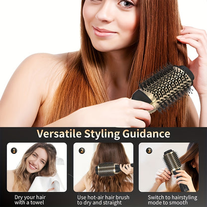 1pc 2-in-1 multi-functional hot air brush and negative ion straightening comb make your hair style fast - a gift for women and a holiday gift