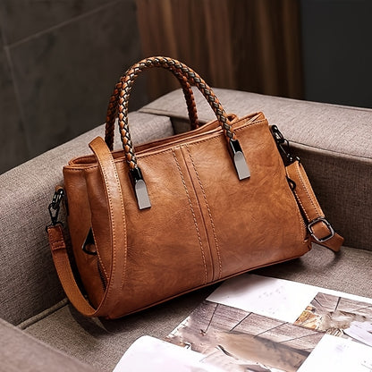 Big Bag 2025 Four Seasons Versatile Handbag Fashion Office Bag Texture Soft Boston Single Shoulder Crossover Large Capacity Women's Bag