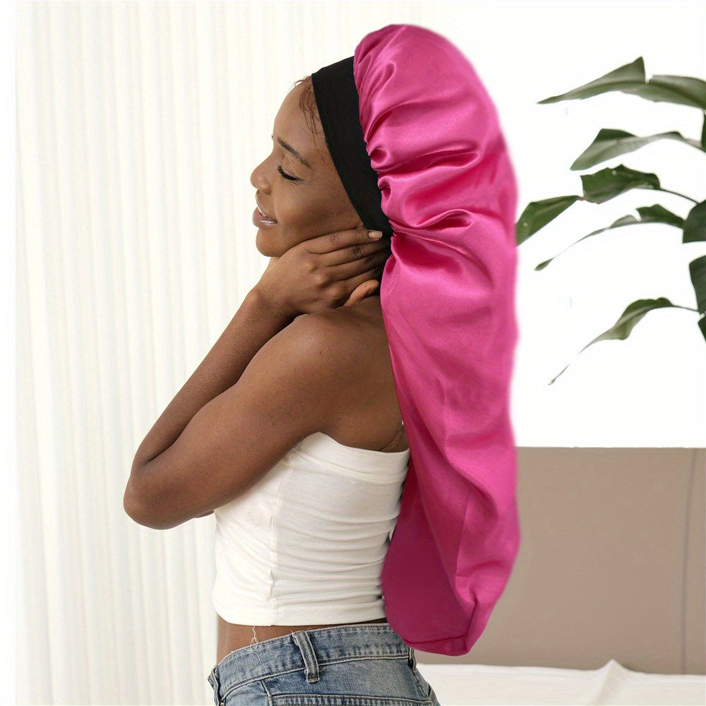 Silky Long Bonnet For Sleeping Solid Color Night Cap For Women Hair Care Tools For Sleeping In Overnight
