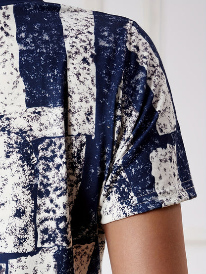 Graphic Print Lace Up V Neck T-shirt, Summer Casual Short Sleeve Top, Women's Clothing