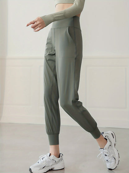 Women's Activewear: Causal Yoga Jogging Pants with Solid High Waist and Quick Drying Technology