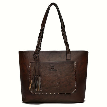 Women's Large Capacity Tote Bag - Elegant -like Handbag with Zipper Closure, Spacious Work Bag for Women, Available in Black/Brown/Red/ - Perfect for Office, Travel, Everyday Use, Sophisticated Design, Sturdy Handle Construct