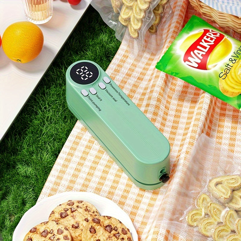 USB Rechargeable Vacuum Sealer, 1200mAh Battery, Multifunctional Home and Outdoor Vacuum Sealer, Inflatable, Space-Saving Design, Suitable for Freshness of Food, Snacks, Meat, Fruits, Vegetables - ≤36V Operating Voltage