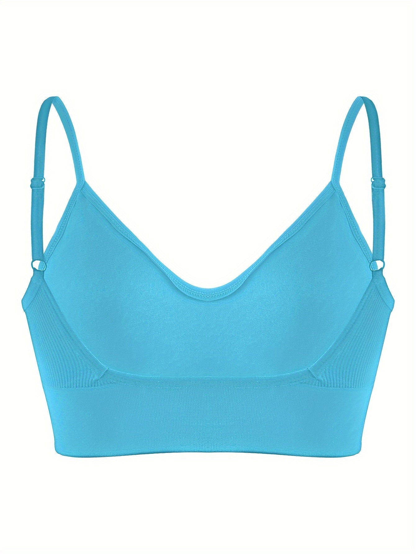 Solid Ribbed Sports Bra, Comfy & Breathable Workout Fitness Intimates Bra, Women's Lingerie & Underwear