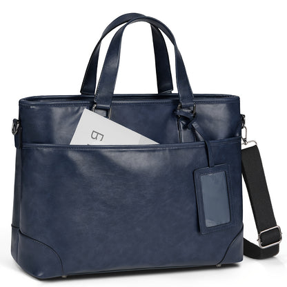 RAINSMORE Men's large-capacity 15.6-inch laptop briefcase Men's PU Leather briefcase shoulder bag commuting business bag