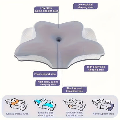 Ergonomic Butterfly-Shaped Memory Foam Pillow - Slow Rebound for Neck Support & Sleep Comfort, Ideal for Back and Side Sleepers, Machine Washable Cover, Hotel Quality, Bedding | Comfortable Sleep | Soft Texture Fabric, Pillow