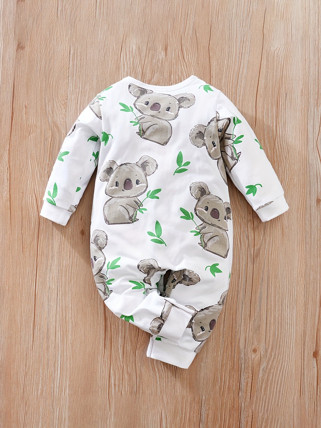 Baby Cute Cartoon Koala Long Sleeve Crew Neck Rompers