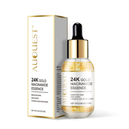 15ml 24K Golden Niacinamide Essence Facial Serum Improve Skin Tone Vitamin C Hyaluronic Acid Collagen 24K Golden Face Serum