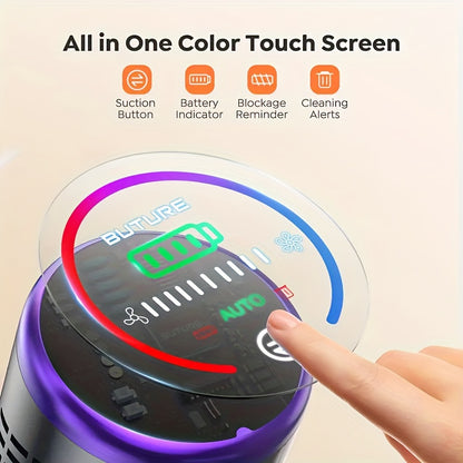 46000Pa/55Min Vacuum Cleaner Cordless, Cordless Vacuum Cleaner Super Quiet, Powerful Cordless Stick Vacuum Cleaner with LED Display/Anti-Tangle Brush, Detachable Battery, Lightweight 1.5L Dust Cup Perfect for Pet Hair, Floor,