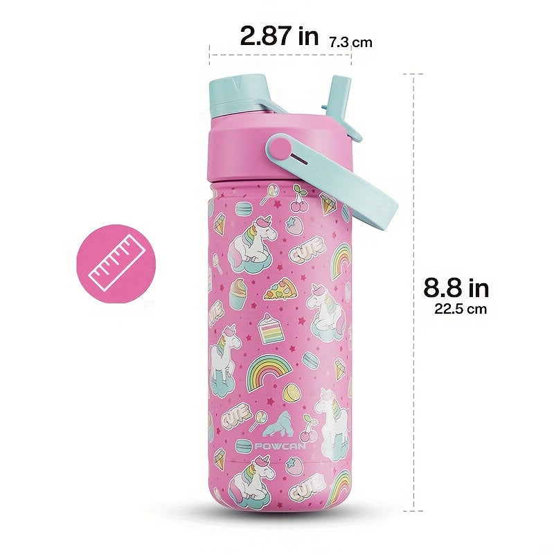 18oz POWCAN Unicorn & Rainbow Design Insulated Water Bottle - Non-Slip, Stainless Steel, Perfect for Valentine'S Day, Easter, Mother'S Day, Independence Day, Valentine'S Day Gift|Playful Design|Durable Build, Unicorn Accessor