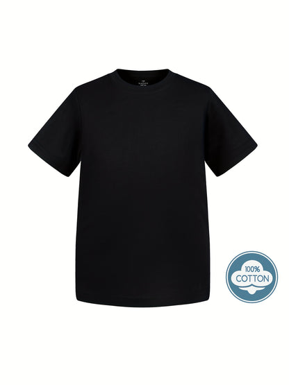 Kid's Solid Color T-shirt, Casual Short Sleeve Top, Boy's Tee For Summer