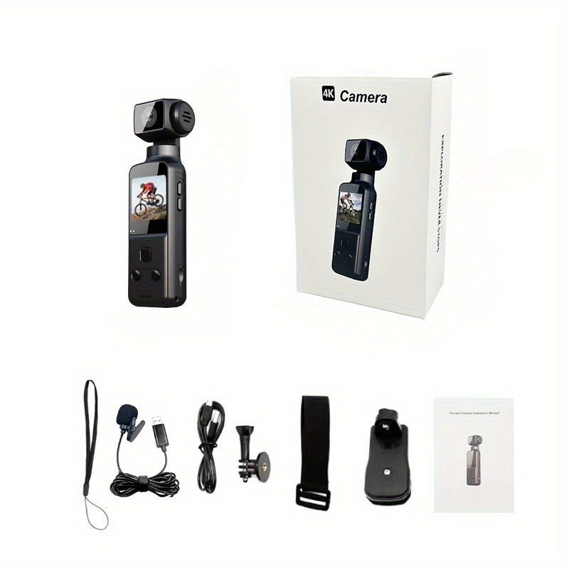 1pc 5K Vlog Camera with 3-Axis Gimbal & Magnetic Mount | 270° FOV + 3.38cm CMOS for American Style Beauty | Pocket-Sized | USB-C Fast Charge | Ultimate Travel/ Back to School Vlogging Kit (Easter Gifts Ready)