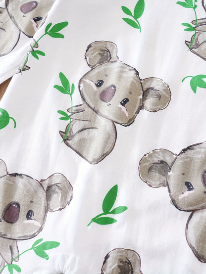 Baby Cute Cartoon Koala Long Sleeve Crew Neck Rompers
