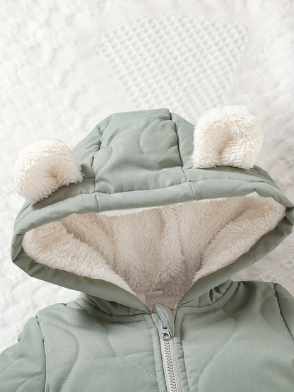 Infant Hooded Thick Romper Long Sleeve Zipper Thermal Jumpsuit, Babies & Kids Coat