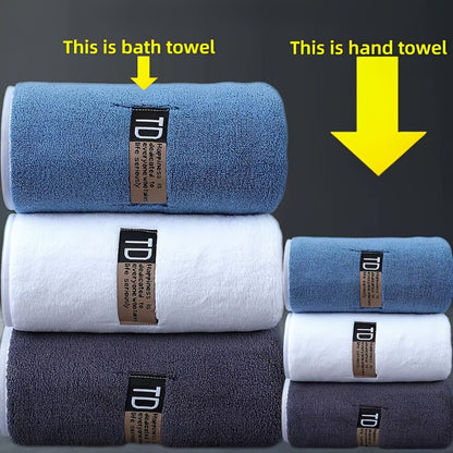 9pcs Large Size Three Colors Super Soft Super Absorbent Bath Towel Set, Blue, White, Gray Composition, Exquisite and Durable, Not Shedding, 5-Star Standard