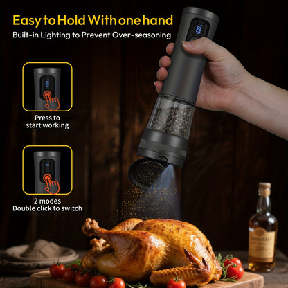 USB Rechargeable Electric Salt & Pepper Grinder Set - Heavy-Duty 11000 RPM Spice Mill with One-Touch Operation, Dual Mode (Salt/Pepper), Refillable &, Smart Spice Grinder with USB- Operation, Low Voltage