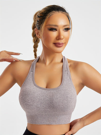 Women's Sports Bra, Racerback, Low Cut, Racerback Open Back, Yoga Fitness Running Outdoor Wear