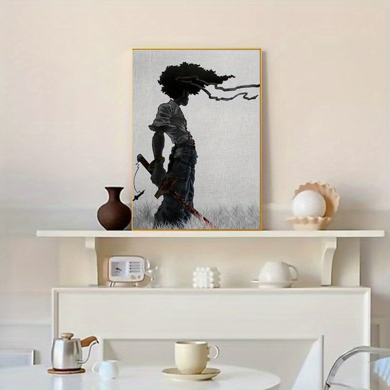 1pc African Samurai Anime Poster, Room Aesthetics Poster, Decoration Painting, Canvas Wall Art, Living Room Poster, Bedroom Painting, Home Decor, Frameless