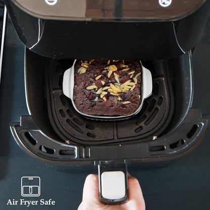 4pcs, 13oz ceramic baking dishes, black-rimmed square baking dishes, small baking dishes suitable for air fryers, ceramic bakeware with handles, oven-safe, microwave-safe, dishwasher-safe. Kitchen supplies. Dessert bowls. Fru