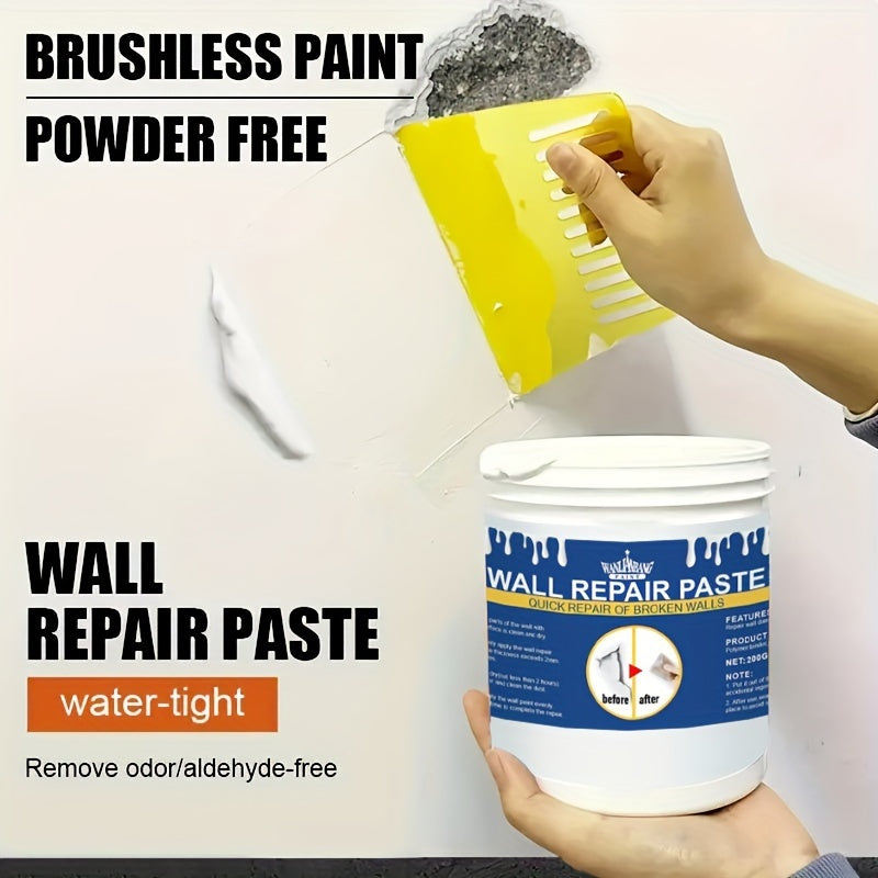 Kit de Reparação de Paredes com Espátula - Massa de Secagem Rápida para Drywall, Preenchimento de Buracos e Fissuras, Acabamento à Base de Cal, Reparação Autocolante de Paredes de Gesso, Branca, Material Plástico, Fácil de Usar para Reparações Domésticas