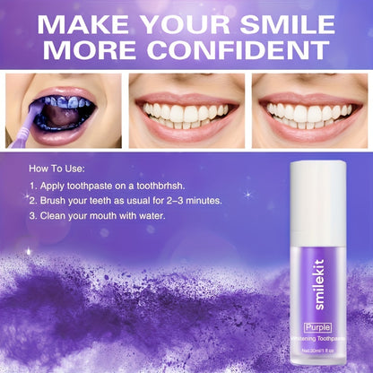 Minty Fresh Purple Whitening Toothpaste - Deep Clean, Gentle on Gums, Freshens Breath, Portable for Travel & Home Use