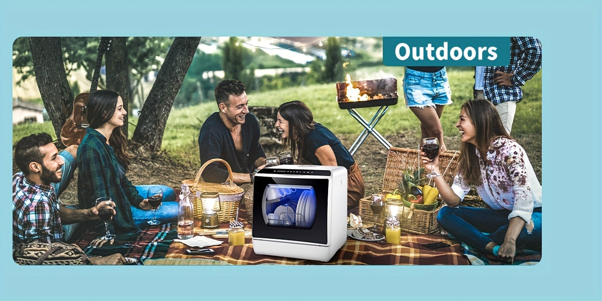 Independent Countertop Dishwasher, 5+1 Wash Programs, Built-in 5L Water Tank, Two Water Supply Modes, With Hot Air Drying And Automatic Ventilation Functions, Suitable For Homes, Apartments, And RVs.